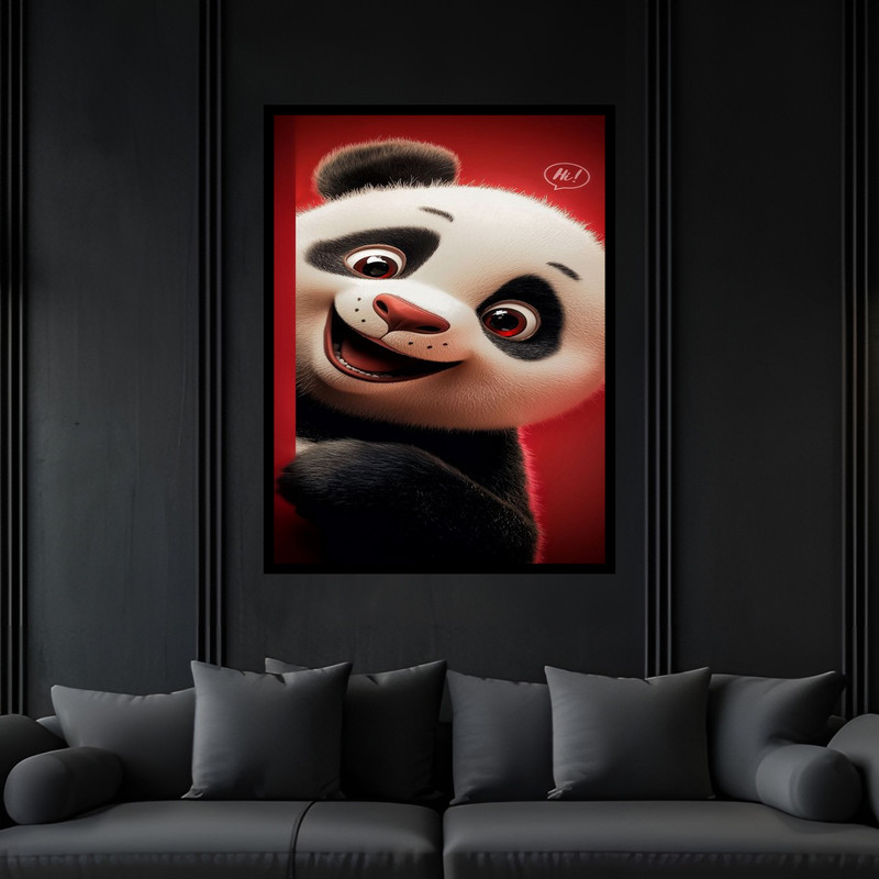 تابلو بکلیت طرح فانتزی دکوری حیوانات پاندا مدل B-bu6161 فریم مشکی