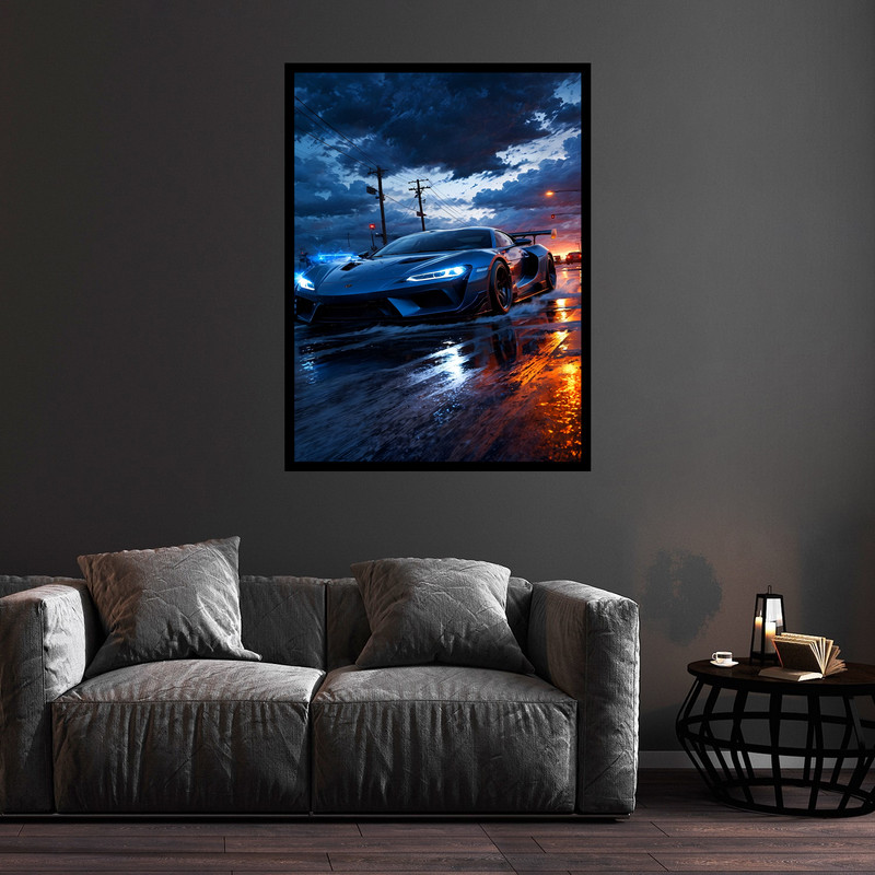 تابلو بکلیت طرح دکوری ماشین و خودرو مدل B-bu5688 فریم مشکی