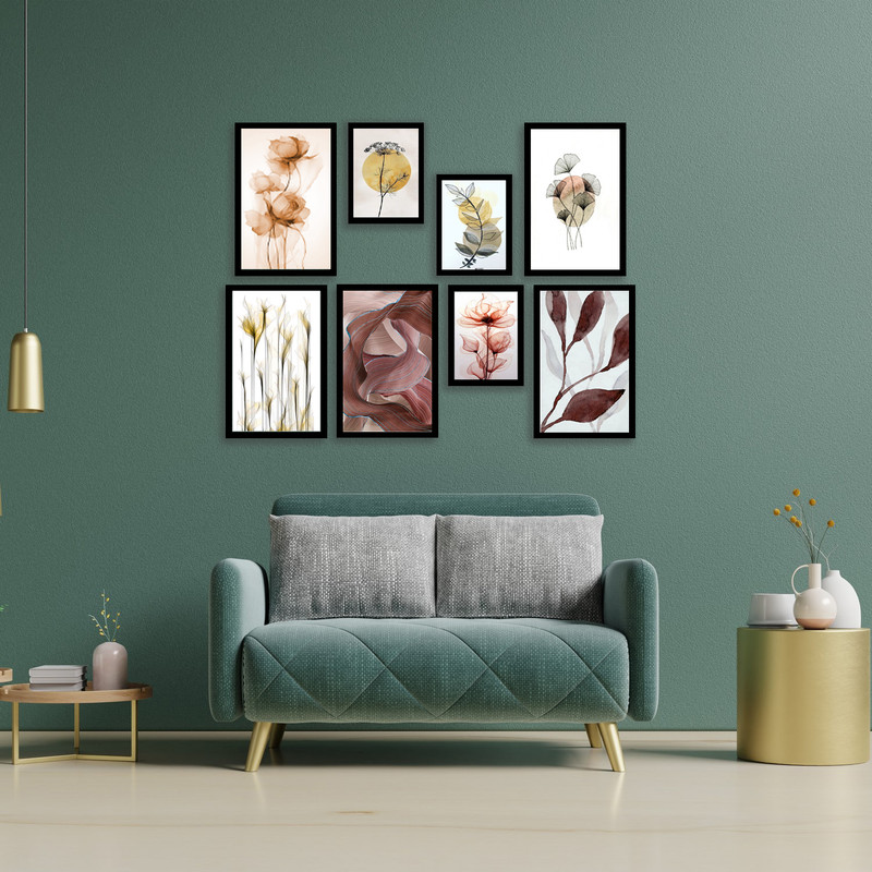 تابلو بکلیت طرح هنری مدرن دکوراتیو و کلاسیک  مدل B-bu3876 مجموعه هشت عددی  فریم مشکی