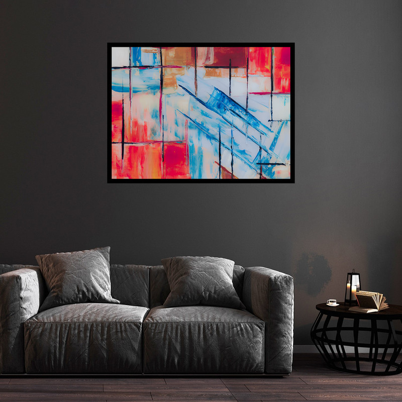 تابلو بکلیت طرح دکوراتیو هنری نقاشی بوم مدل B-bu5879 فریم مشکی