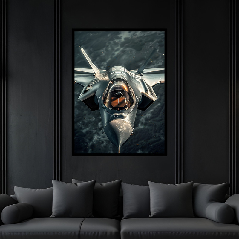 تابلو بکلیت طرح هواپیما و جت جنگی مدل B-bu7484 فریم مشکی