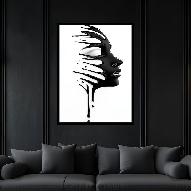تابلو بکلیت طرح دکوراتیو مدرن ژستیک چهره دخترانه مدل B-bu7330 فریم مشکی