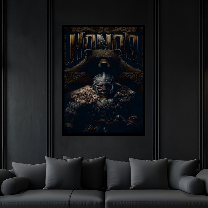 تابلو بکلیت طرح جنگجوی شوالیه مدل B-bu6380 فریم مشکی