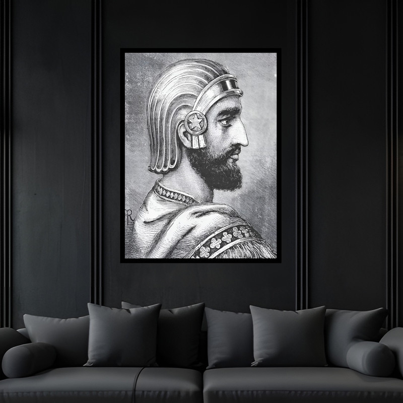 تابلو بکلیت طرح دکوری باستانی تاریخی ایران کوروش مدل B-bu6483 فریم مشکی