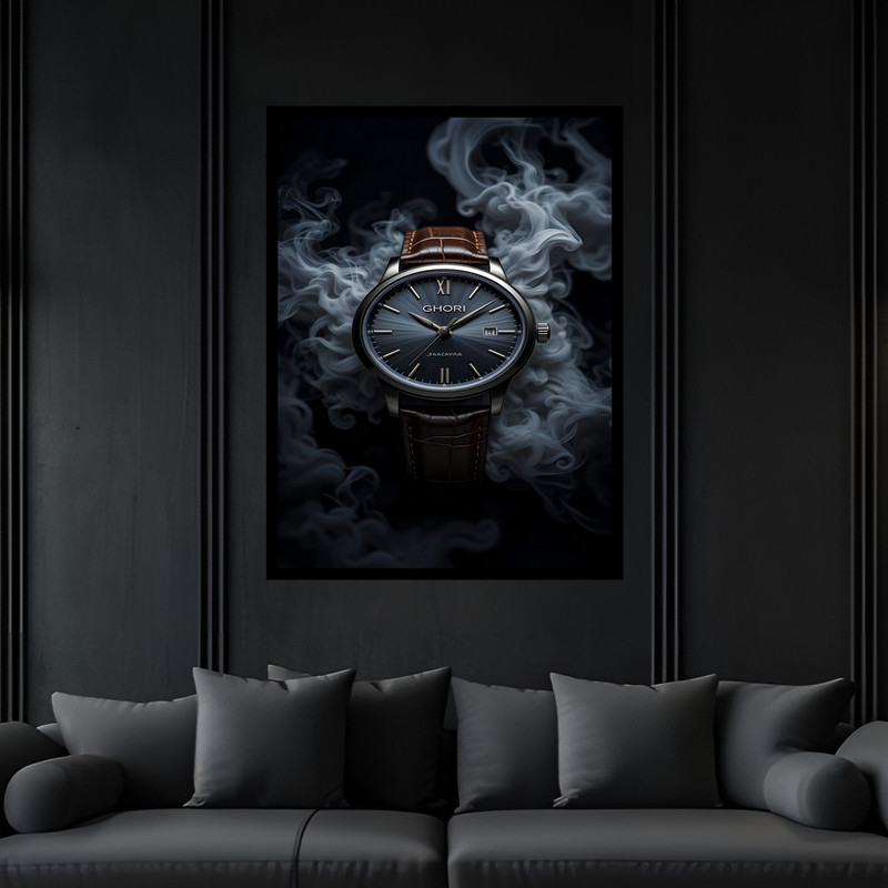تابلو بکلیت طرح دکوراتیو لوکس مدرن ساعت مچی مدل B-bu7130 فریم مشکی