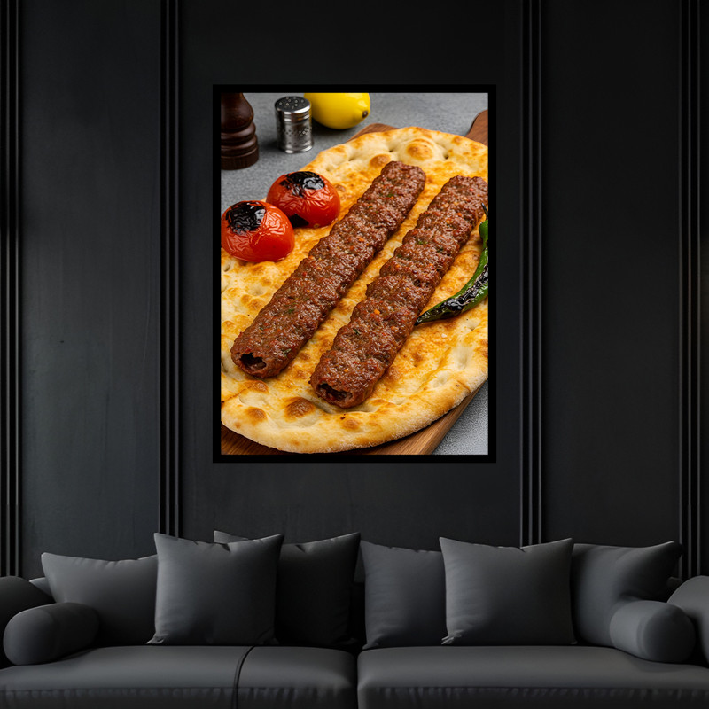 تابلو بکلیت طرح رستوران غذای سنتی ایرانی چلو کباب کوبیده مدل B-bu7577فریم مشکی