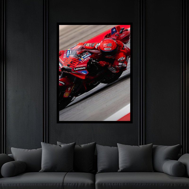 تابلو بکلیت طرح دکوراتیو مدرن موتورسیکلت مسابقه مدل B-bu7190 فریم مشکی