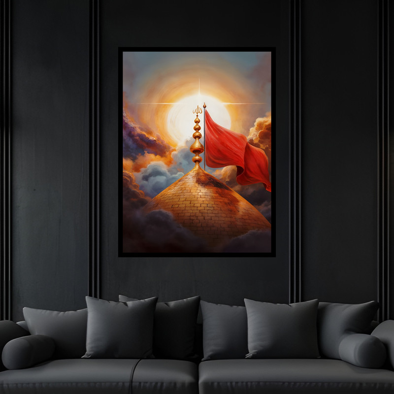 تابلو بکلیت طرح مذهبی کربلا حرم امام حسین مدل B-bu7603 فریم مشکی