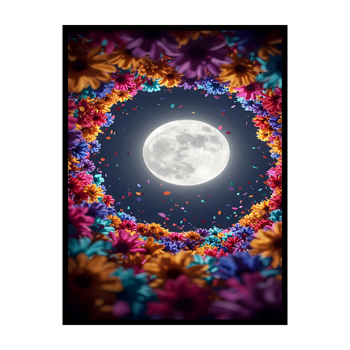 تابلو نوری بکلیت طرح دکوری هنری اسمان و ماه مدل B-bu5758 فریم مشکی