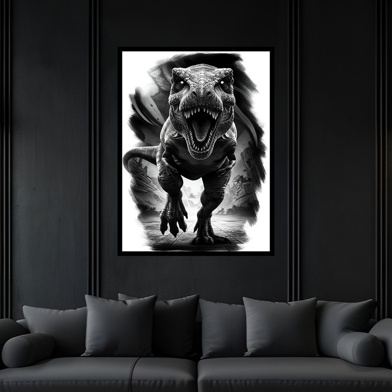 تابلو بکلیت طرح حیوانات ماقبل تاریخ دایناسور مدل B-bu6971 فریم مشکی