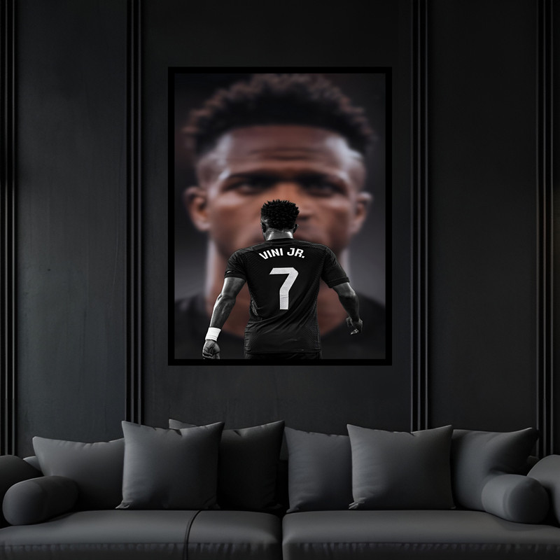 تابلو بکلیت طرح ورزشی بازیکن فوتبال وینیسیوس جونیور مدل B-bu6902 فریم مشکی