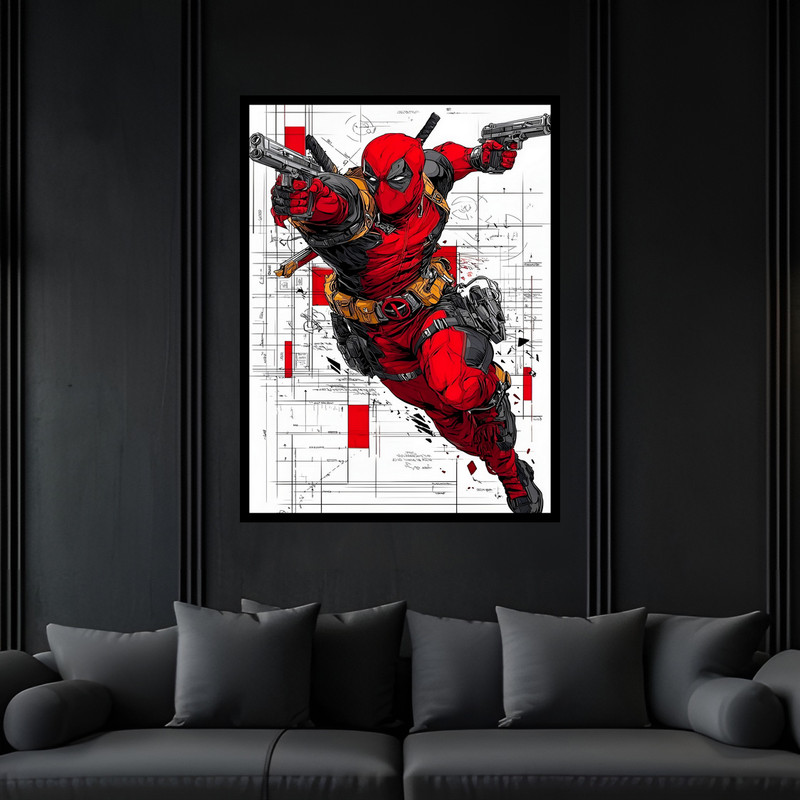تابلو بکلیت طرح شخصیت سینما سریال ددپول مدل B-bu7314 فریم مشکی