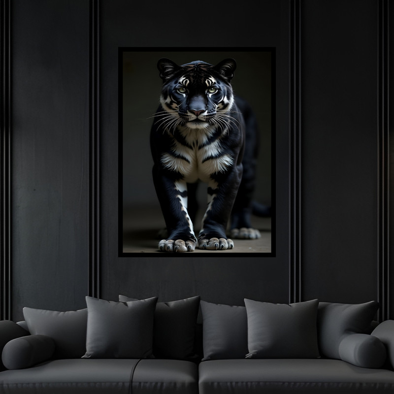 تابلو بکلیت طرح دکوراتیو حیوانات ببر مدل B-bu7315 فریم مشکی