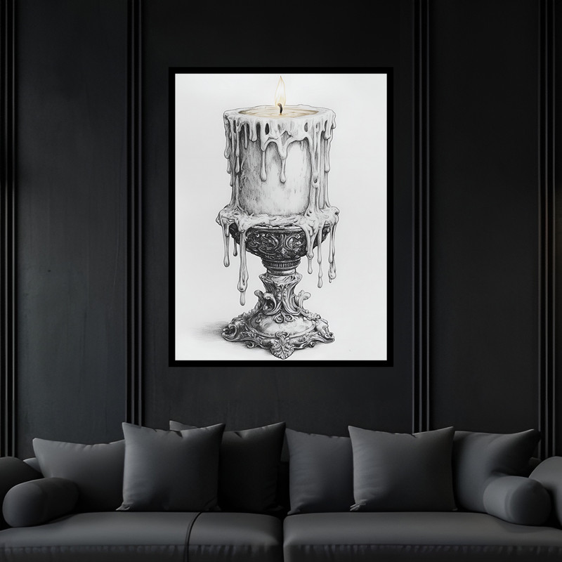 تابلو بکلیت طرح کلاسیک نوستالژی شمع مدل B-bu7280 فریم مشکی