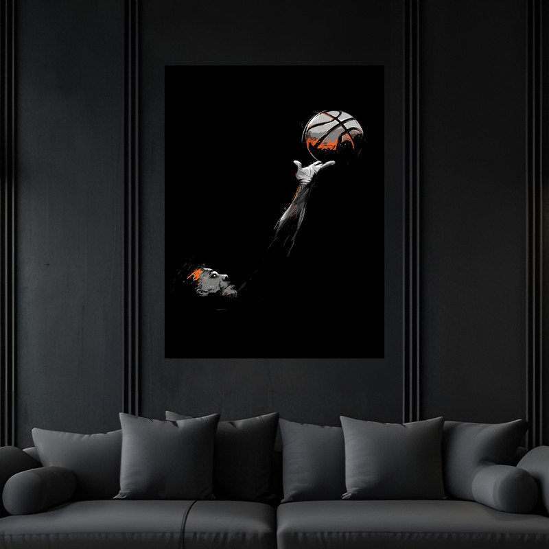 تابلو بکلیت طرح ورزشی توپ بسکتبال مدل B-bu6980 فریم مشکی