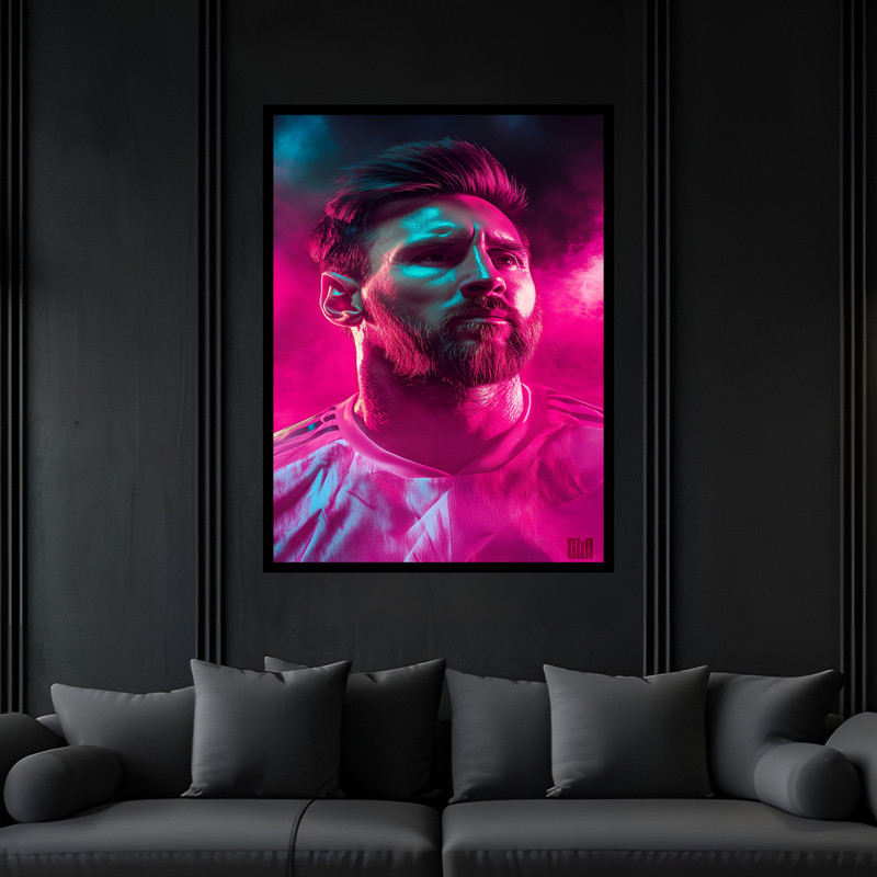 تابلو بکلیت طرح ورزشی بازیکن فوتبال مسی مدل B-bu7208 فریم مشکی