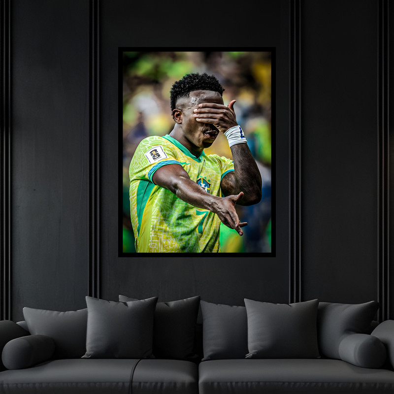 تابلو بکلیت طرح ورزشی بازیکن فوتبال وینیسیوس جونیور مدل B-bu6984 فریم مشکی