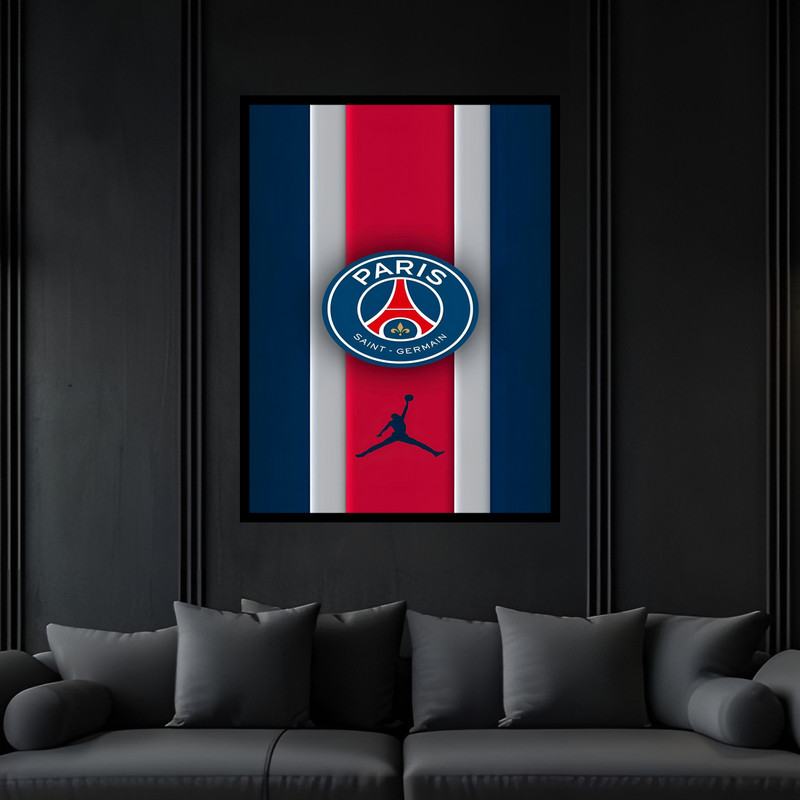 تابلو بکلیت طرح ورزشی باشگاه فوتبال پاریسن ژرمن مدل B-bu6990 فریم مشکی