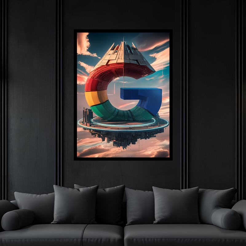 تابلو بکلیت طرح تکنولوژی و فناوری شرکت گوگل مدل B-bu7156 فریم مشکی