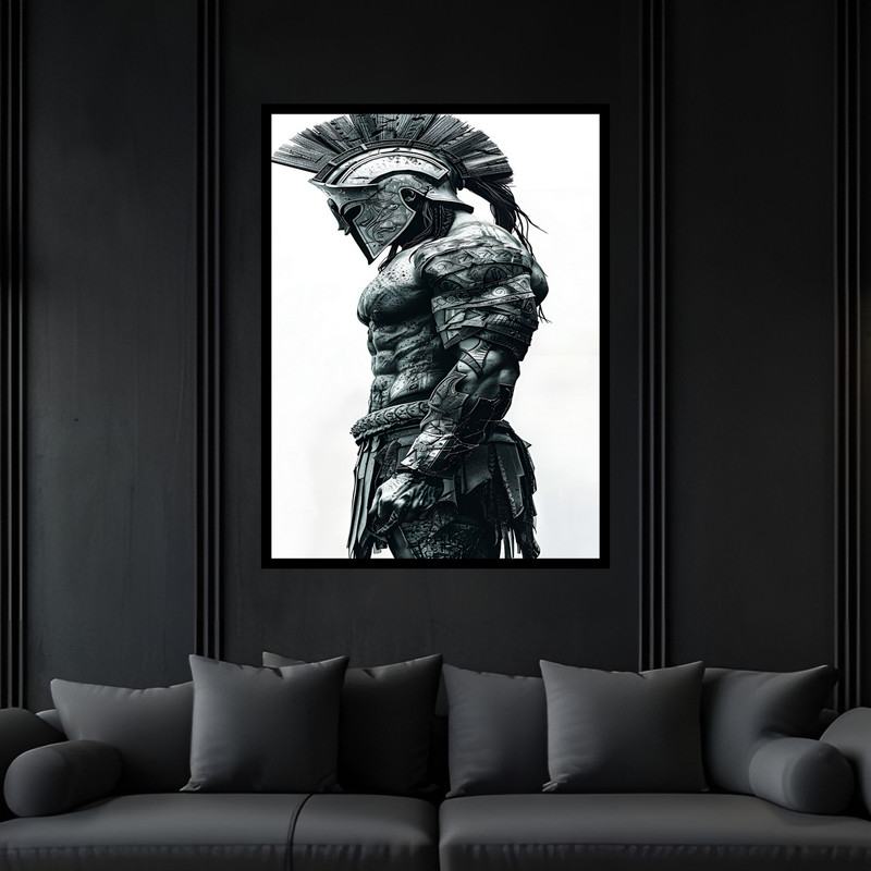 تابلو بکلیت طرح گلادیاتور جنگجو و سرباز روم مدل B-bu7251 فریم مشکی