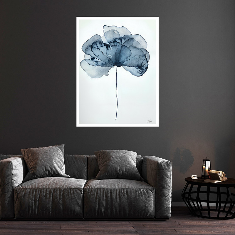 تابلو بکلیت طرح هنری مدرن دکوراتیو نقاشی آبرنگ گل مدل W-bu5828 فریم سفید