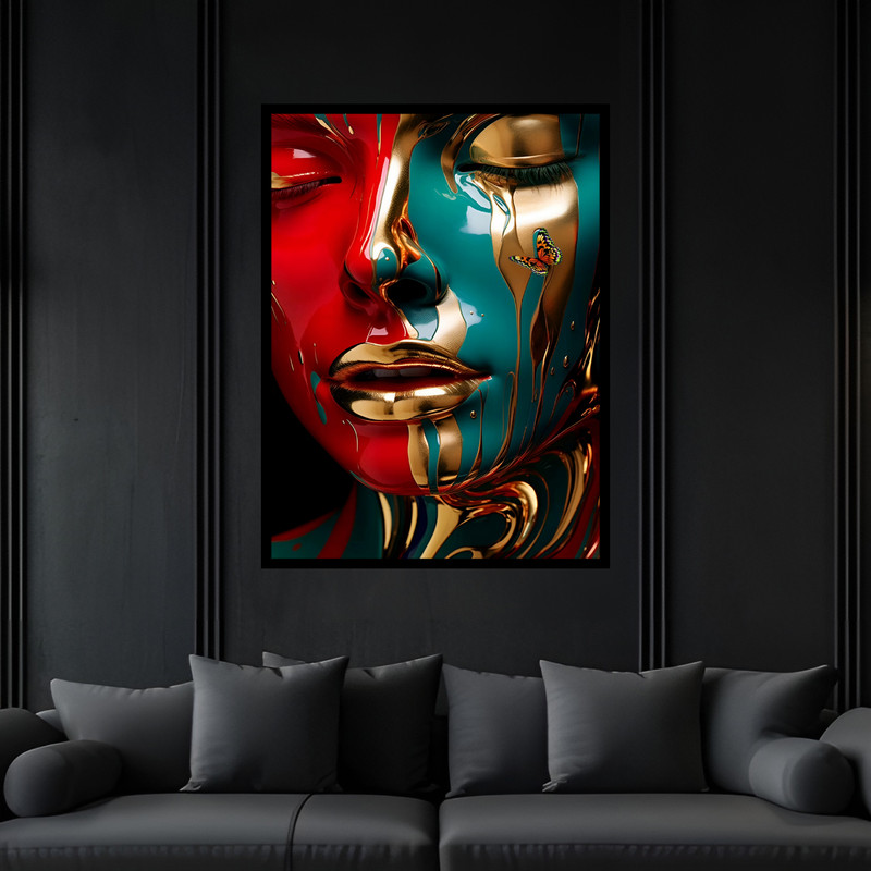 تابلو بکلیت طرح دکوراتیو مدرن ژستیک چهره دخترانه مدل B-bu6940 فریم مشکی