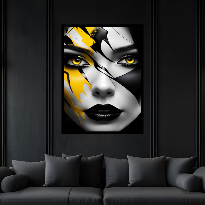 تابلو بکلیت طرح دکوراتیو مدرن ژستیک چهره دخترانه مدل B-bu6976 فریم مشکی