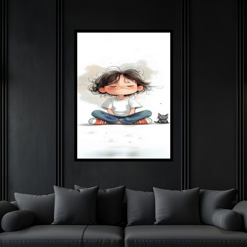 تابلو بکلیت طرح کودک و نوجوان نقاشی فانتزی دکوری مدل B-bu6260 فریم مشکی