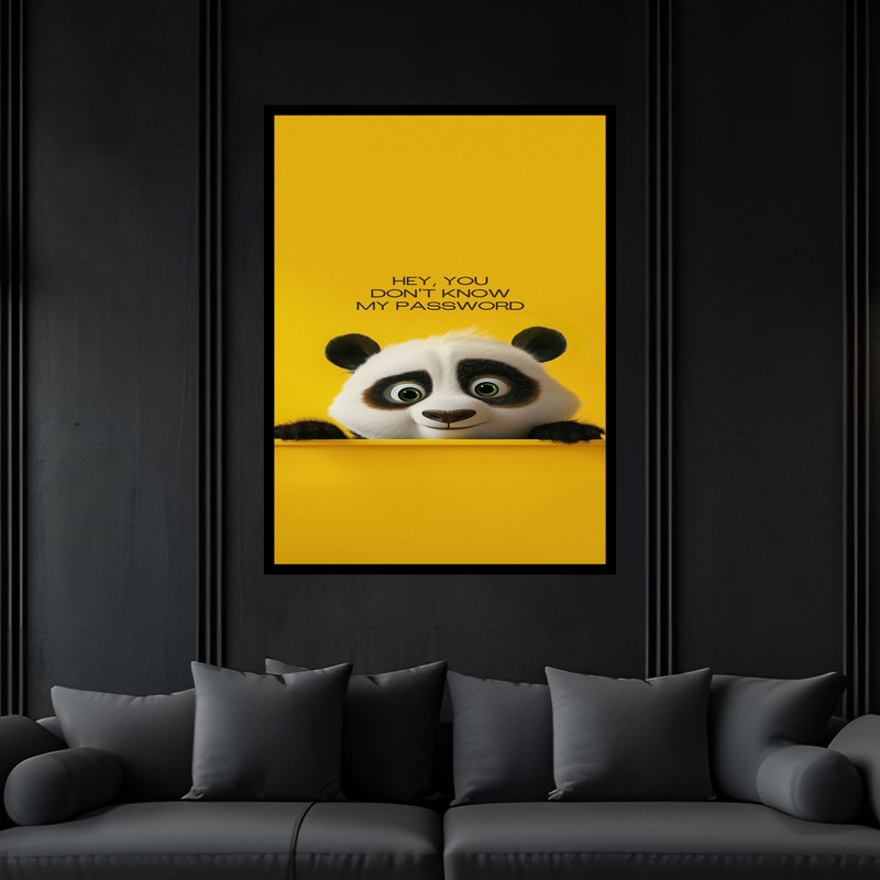 تابلو بکلیت طرح هنری دکوری فانتزی حیوانات پاندا و جمله انگلیسی مدل B-bu5984 فریم مشکی
