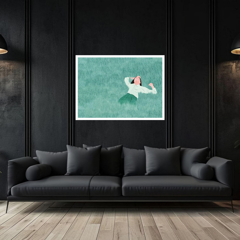 تابلو بکلیت طرح مدرن نقاشی مینیمال دخترانه مدل W-bu5578 فریم سفید