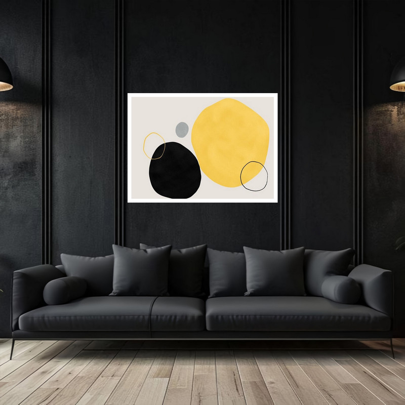 تابلو بکلیت طرح نقاشی مینیمال و هنری  مدل W-bu5559 فریم سفید