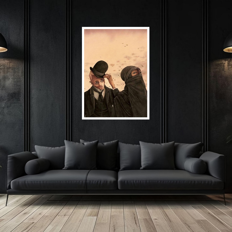 تابلو بکلیت طرح نقاشی هنری کلاسیک چهره مدل W-bu5534 فریم سفید