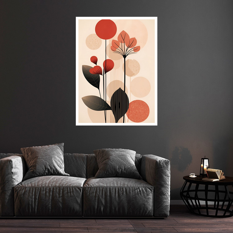 تابلو بکلیت طرح دکوراتیو مینیمال گل مدل W-bu5881 فریم سفید