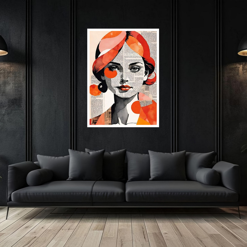 تابلو بکلیت طرح مدرن هنری دکوراتیو چهره ژستیک دخترانه مدل W-bu5462 فریم سفید