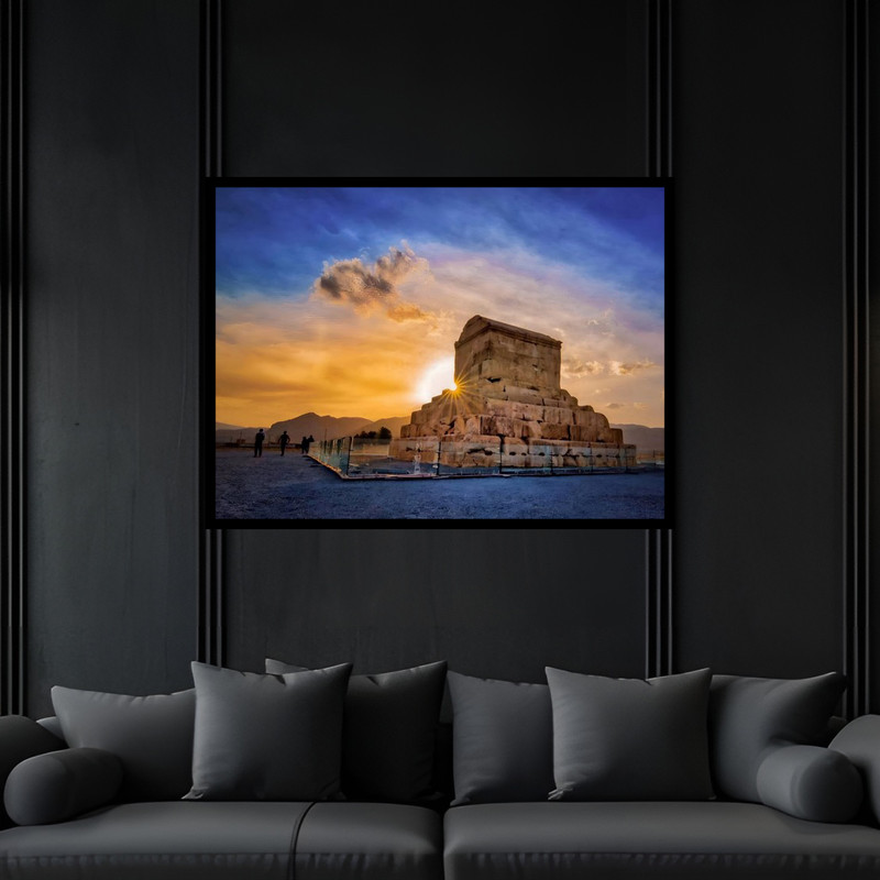 تابلو بکلیت طرح بنای تاریخی باستانی ایران کوروش مدل B-bu6668 فریم مشکی