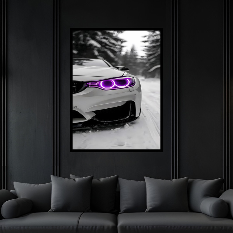 تابلو بکلیت طرح مدرن خودرو و ماشین مسابقه بی ام و  BMW مدل B-bu6529 فریم مشکی