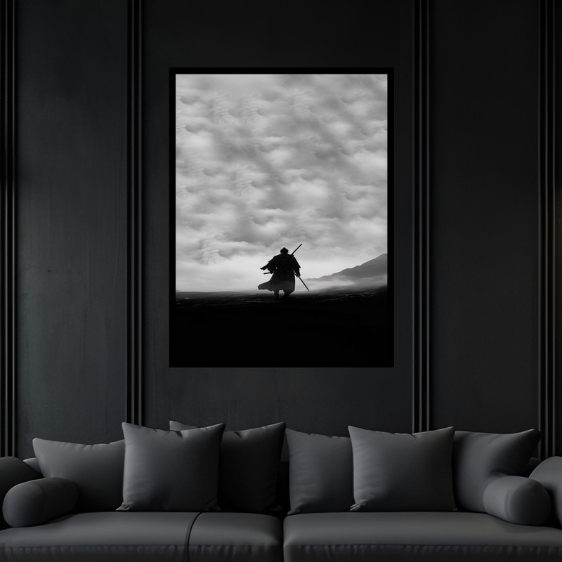 تابلو بکلیت طرح دکوری جنگجوی سامورایی و نینجا مدل B-bu6268 فریم مشکی