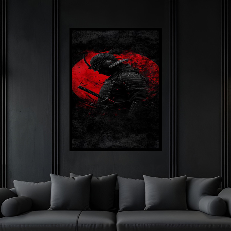 تابلو بکلیت طرح دکوری مدرن نوستالژی کلاسیک جنگجوی سامورایی  مدل B-bu6319 فریم مشکی