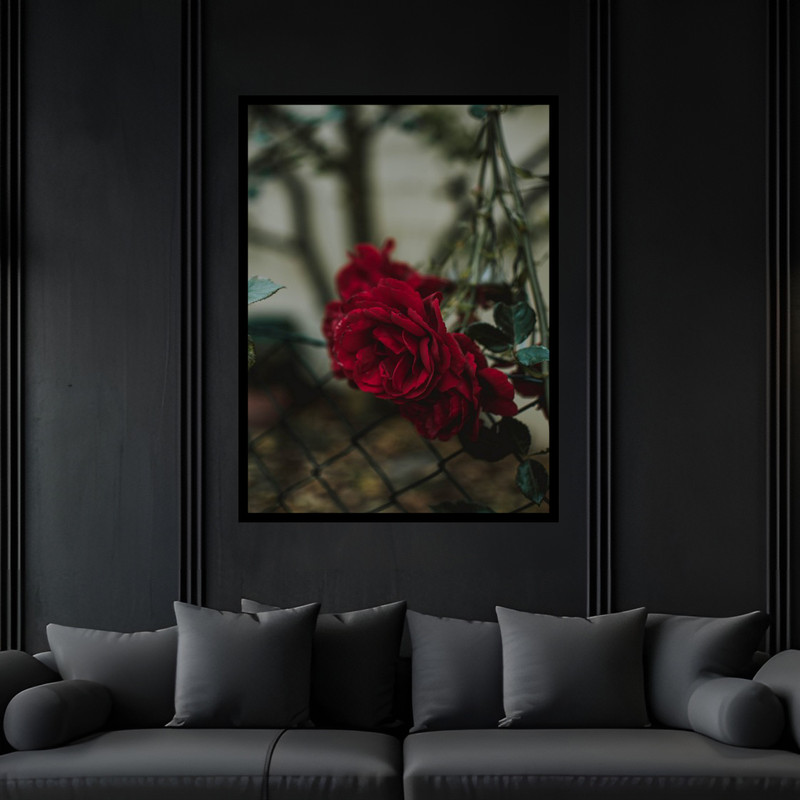 تابلو بکلیت طرح دکوراتیو مدرن شاخه گل مدل B-bu6480 فریم مشکی