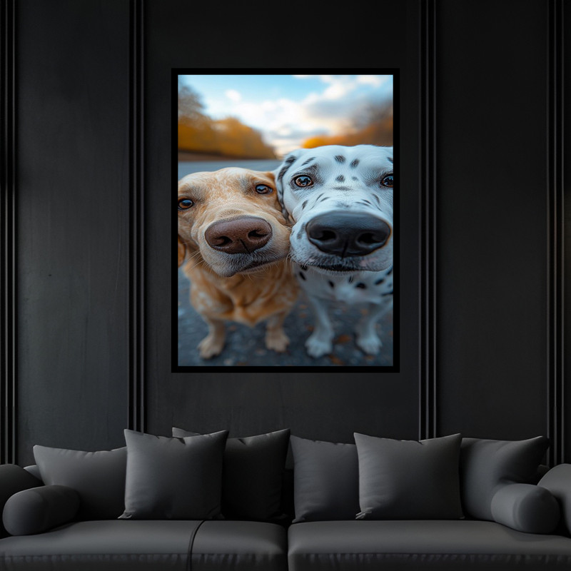 تابلو بکلیت طرح مدرن فانتزی حیوانات سگ مدل B-bu6198 فریم مشکی