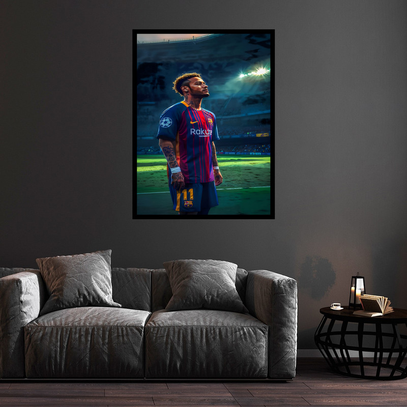 تابلو بکلیت طرح ورزشی فوتبال نیمار مدل B-bu5724 فریم مشکی