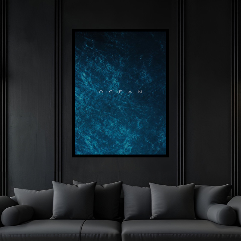 تابلو بکلیت طرح دکوری دکوراتیو اقیانوس و دریا و آب مدل B-bu5945 فریم مشکی
