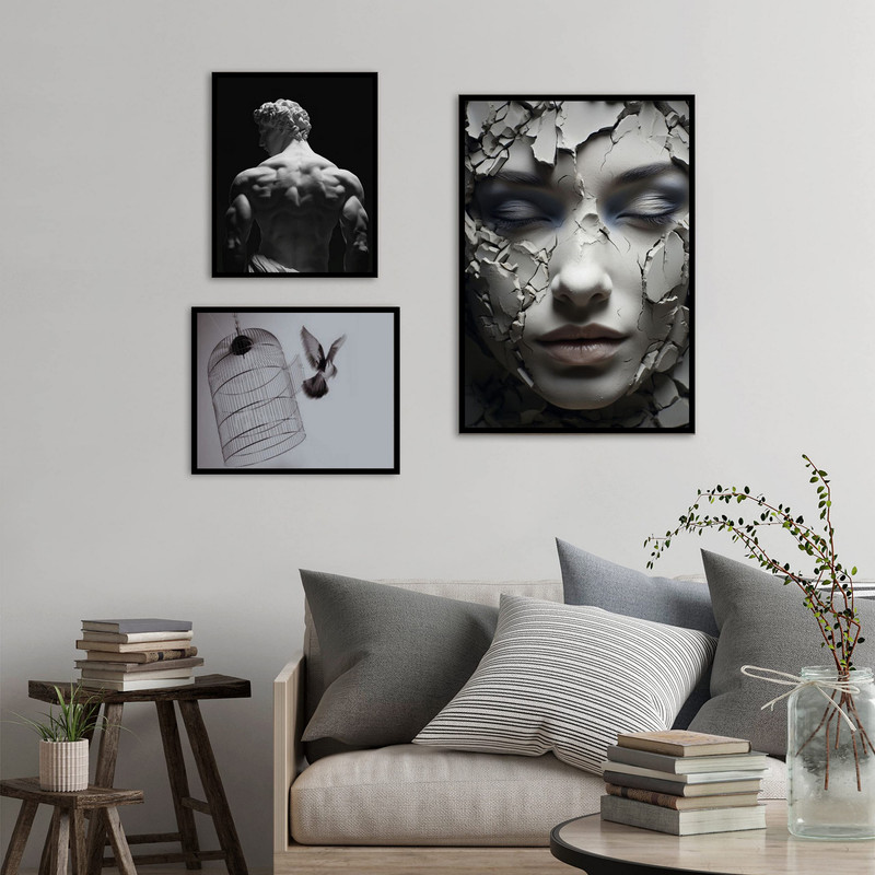 تابلو بکلیت طرح دکوری و مدرن چهره ژستیک مدل B-bu3783 مجموعه 3 عددی