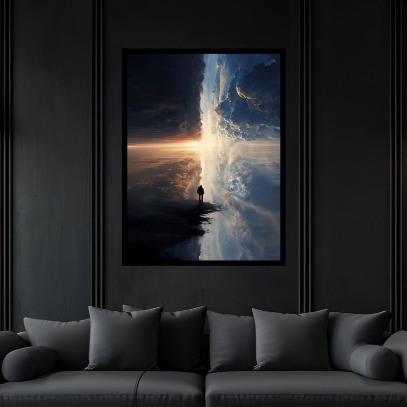 تابلو بکلیت طرح دکوری فضا و کهکشان فضانورد مدل B-bu7066 فریم مشکی