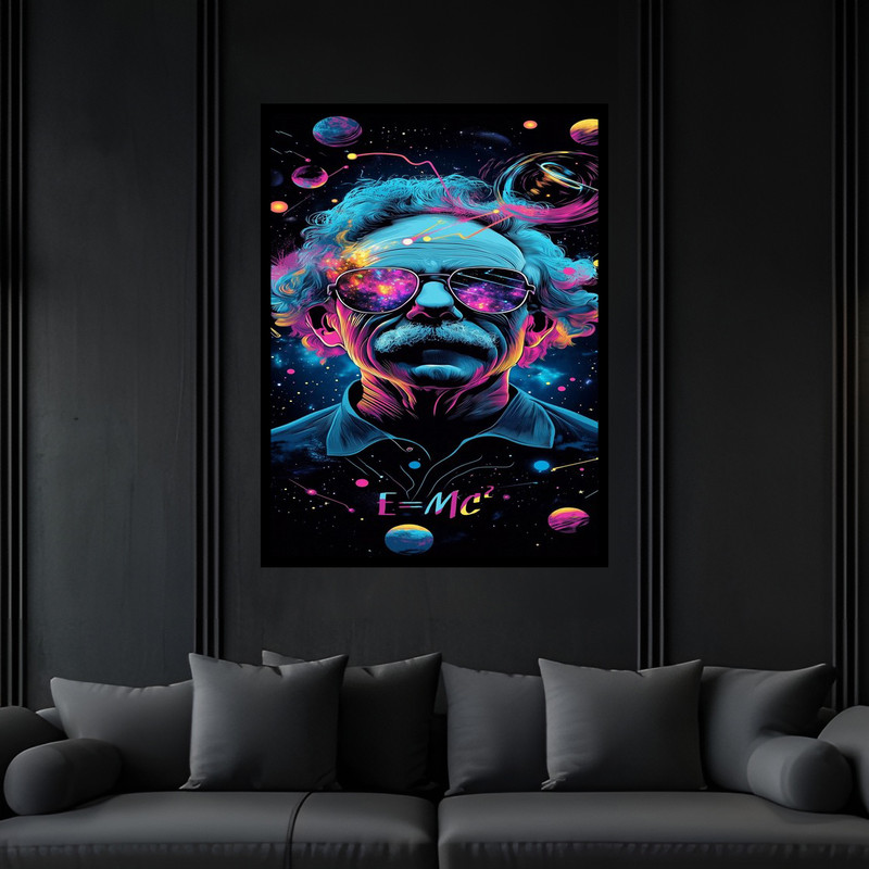تابلو بکلیت طرح دکوری فانتزی شخصیت دانشمند فیزیک  آلبرت انیشتین مدل B-bu6097 فریم مشکی