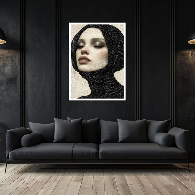 تابلو بکلیت طرح هنری دکوراتیو مدرن چهره ژستیک دخترانه مدل W-bu5450 فریم سفید