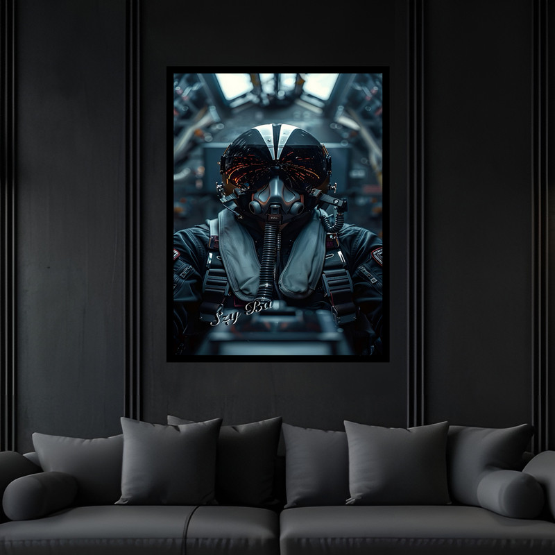 تابلو بکلیت طرح هواپیما و جت جنگی مدل B-bu7192 فریم مشکی