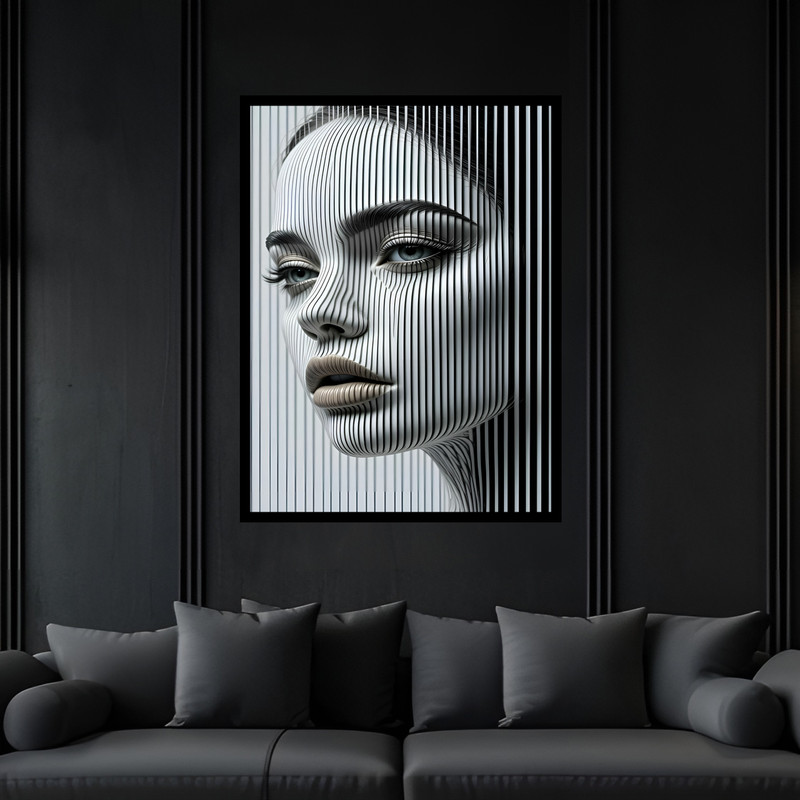 تابلو بکلیت طرح دکوراتیو مدرن ژستیک چهره دخترانه مدل B-bu7153 فریم مشکی