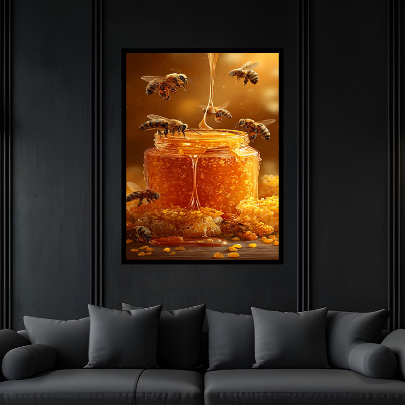 تابلو بکلیت طرح زنبور عسل مدل B-bu7353 فریم مشکی