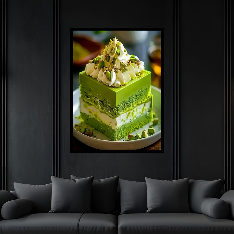 تابلو بکلیت طرح کافه و کافی شاپ کیک و شیرینی  مدل B-bu7616 فریم مشکی